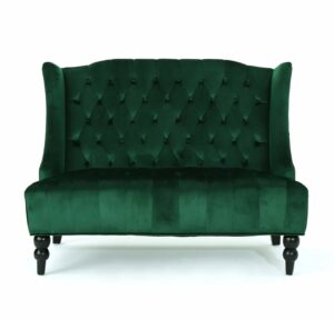 Green Loveseat Couch Rental | Velvet Event Furniture | Miami – Fort Lauderdale – West Palm Beach