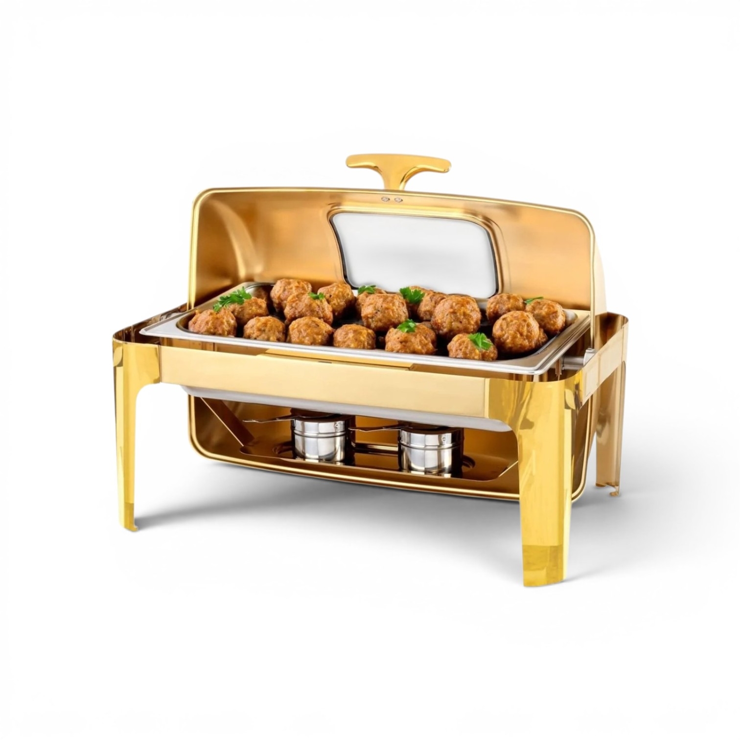 Gold Chafing Dish Rental Miami | Elegant Gold Chaffers for Weddings & Events