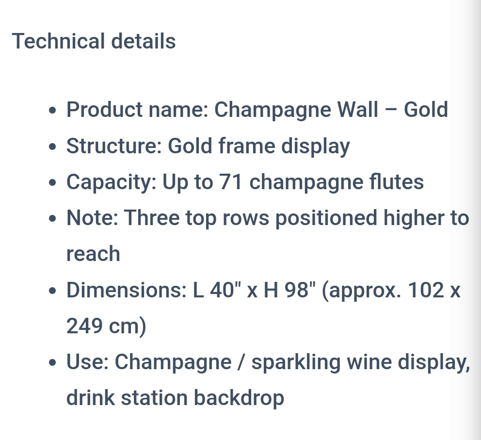 Gold Champagne Wall Rental in South Florida | Miami & Broward - Image 3